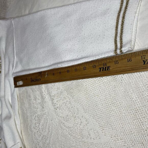 Vintage BAY POINT THREADS Cardigan Nautical Eagle Gold Crest Womens M White - Picture 7 of 8